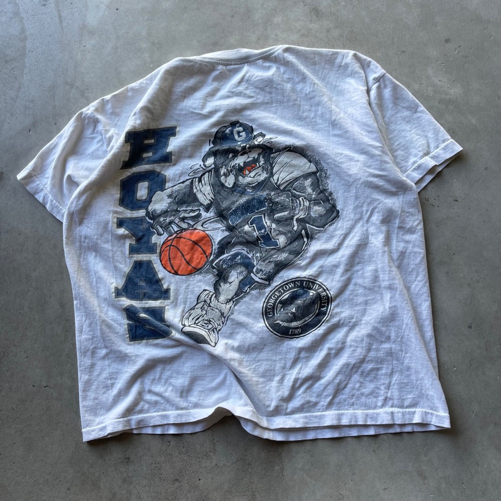 Vintage Georgetown Hoyas T-Shirt Mens XL Caribbean Dream White Basketball 90s - Picture 6 of 6